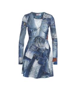 Dress with denim print 