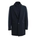 Cappotto In Tessuto Laminato Blu