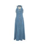 Halterneck dress in denim