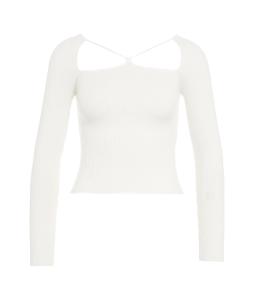 Ribbed knit top with lacing