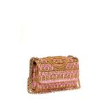 Shoulder Bag Pink And Beige Crochet