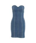 Denim mini dress with studs 