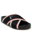 CHRISTIAN LOUBOUTIN 1240840 CM47 BLACK LEATHER HOT CROSS FLAT SANDALS