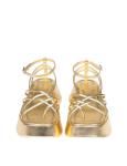 Vic matie' gold color laminated leather sandal