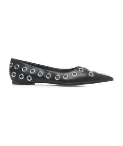 Leather eyelet ballet flat