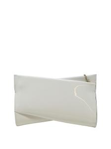 CHRISTIAN LOUBOUTIN 1235043 W222 WHITE PATENT LEATHER LOUBITWIST CLUTCH BAG