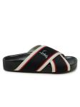 CHRISTIAN LOUBOUTIN 1240840 CM47 BLACK LEATHER HOT CROSS FLAT SANDALS