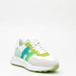 Sneakers Hogan H641 In Pelle Scamosciata Verde, Grigio E Bianco