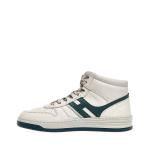 Sneakers Basket Alta In Pelle Bianca E Verde