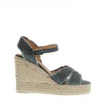 Espadrillas Zeppa 110 Mm Incrocio Tessuto Grigio