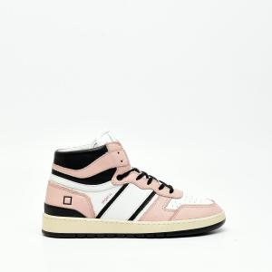 Sneakers In Pelle Rosa Bianco E Nero