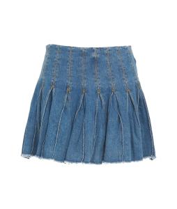 Denim skirt with flounces  