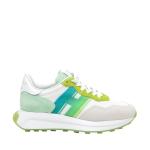 Sneakers Hogan H641 In Pelle Scamosciata Verde, Grigio E Bianco