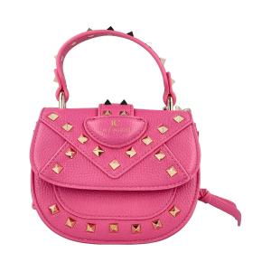 Borsa a mano piccola fuxia con borchie oro 