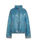 Denim printed puffer jacket