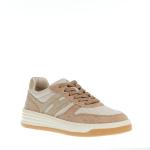 Basket In Pelle Bianca E Tessuto Beige