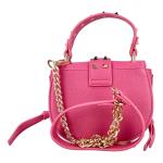 Borsa a mano piccola fuxia con borchie oro 