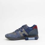 Sneakers Hogan H383 In Pelle Scamosciata Blu E Grigio