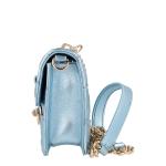 Mini borsa a spalla Shiny laminata azzurra 