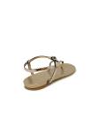 ROBERTO DEL CARLO 11109 BRONZE LEATHER FLAT SANDALS