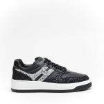 Sneakers Hogan H630 In Pelle E Glitter Nero E Argento