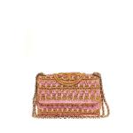 Shoulder Bag Pink And Beige Crochet