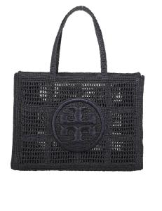 Tory burch ella large raffia tote color black