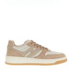 Basket In Pelle Bianca E Tessuto Beige