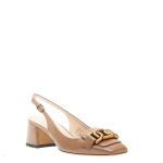 Slingback Con Fibbia Oro In Vernice Soft Tortora