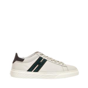 Sneakers Cassetta In Pelle Bianco H Verde