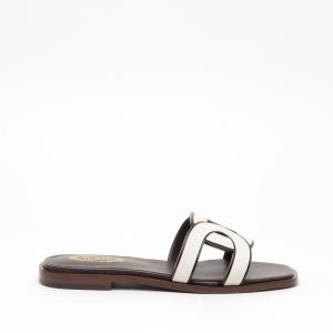 Ciabatta Tod's In Pelle Bianco E Marrone