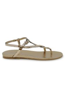 ROBERTO DEL CARLO 11109 BRONZE LEATHER FLAT SANDALS