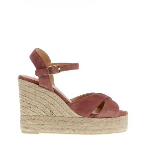 Espadrillas Zeppa 110 Mm Incrocio Rosa Antico