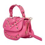 Borsa a mano piccola fuxia con borchie oro 