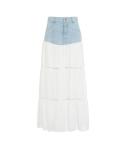 Denim maxi skirt with lace