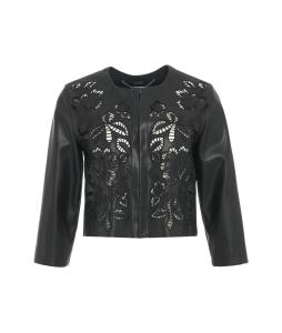 Jacket in faux leather with embroidery