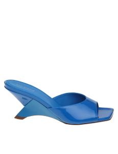 Vic matie' feather mules in paint leather color blue