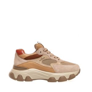 Sneakers Hyperactive In Camoscio E Tessuto Beige