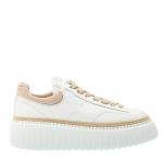 H Stripes In Pelle Bianca Impunture Beige