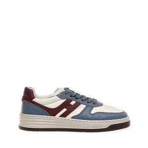 Sneakers Basket In Pelle Avio E Bordeaux