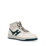 Sneakers Basket Alta In Pelle Bianca E Verde