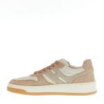 Basket In Pelle Bianca E Tessuto Beige