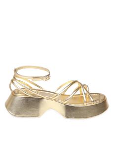 Vic matie' gold color laminated leather sandal